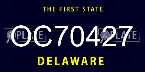 OC70427 Delaware License Plate