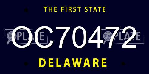 OC70472 Delaware License Plate