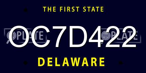OC7D422 Delaware License Plate