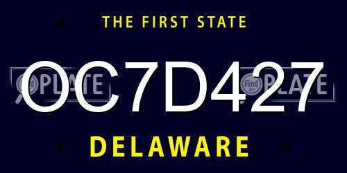 OC7D427 Delaware License Plate