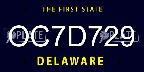 OC7D729 Delaware License Plate
