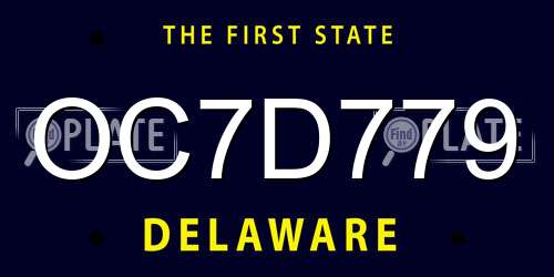 OC7D779 Delaware License Plate