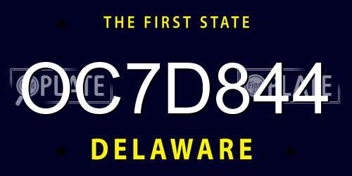 OC7D844 Delaware License Plate