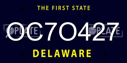 OC7O427 Delaware License Plate