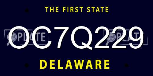 OC7Q229 Delaware License Plate