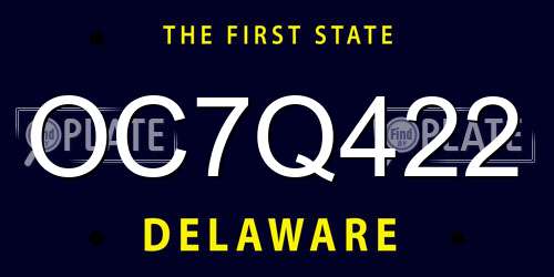 OC7Q422 Delaware License Plate