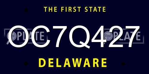 OC7Q427 Delaware License Plate