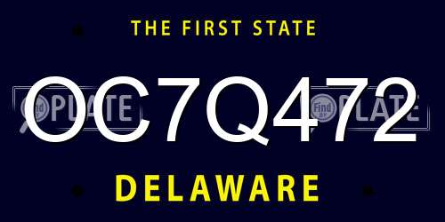 OC7Q472 Delaware License Plate