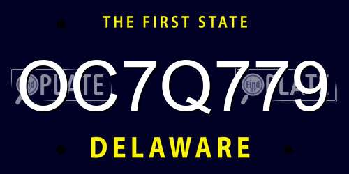 OC7Q779 Delaware License Plate