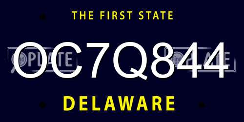 OC7Q844 Delaware License Plate