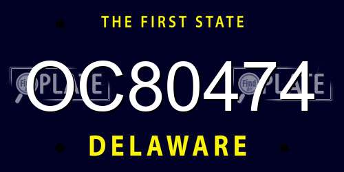 OC80474 Delaware License Plate