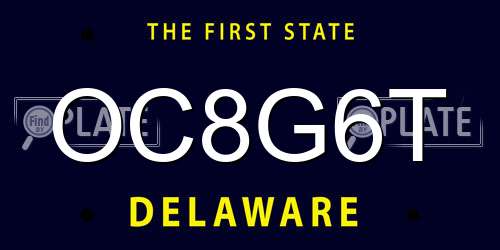 OC8G6T Delaware License Plate