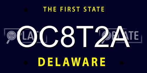 OC8T2A Delaware License Plate