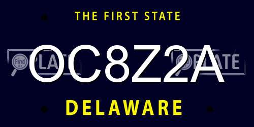 OC8Z2A Delaware License Plate