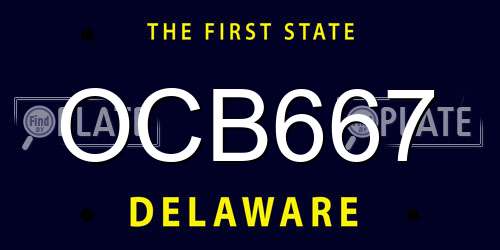 OCB667 Delaware License Plate
