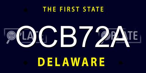 OCB72A Delaware License Plate