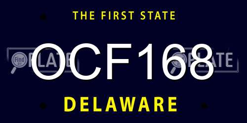 OCF168 Delaware License Plate