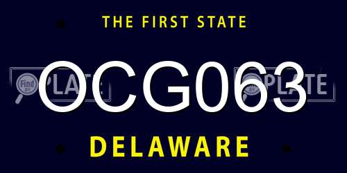 OCG063 Delaware License Plate