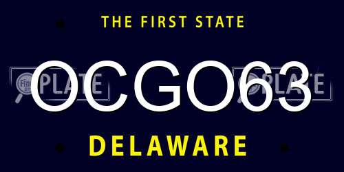 OCGO63 Delaware License Plate