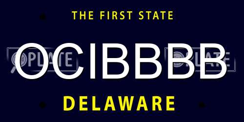 OCIBBBB Delaware License Plate