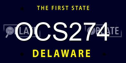 OCS274 Delaware License Plate