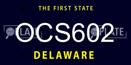 OCS602 Delaware License Plate