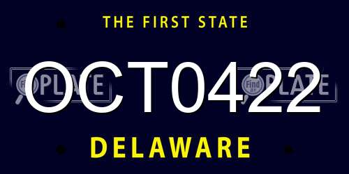 OCT0422 Delaware License Plate
