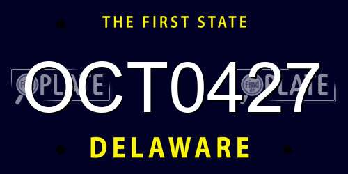 OCT0427 Delaware License Plate