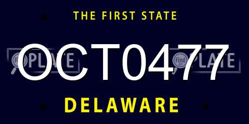 OCT0477 Delaware License Plate