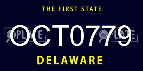OCT0779 Delaware License Plate