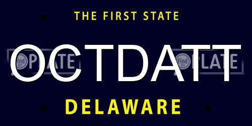 OCTDATT Delaware License Plate