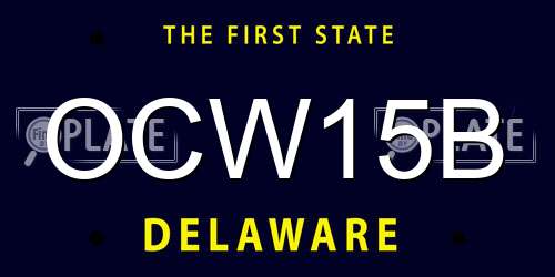 OCW15B Delaware License Plate