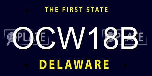 OCW18B Delaware License Plate