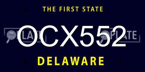 OCX552 Delaware License Plate