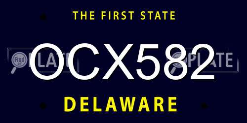 OCX582 Delaware License Plate