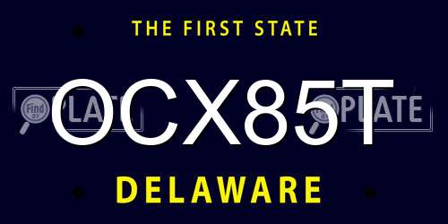 OCX85T Delaware License Plate