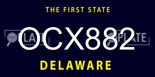OCX882 Delaware License Plate
