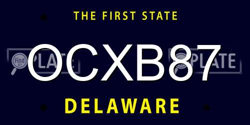 OCXB87 Delaware License Plate