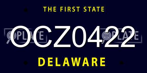 OCZ0422 Delaware License Plate
