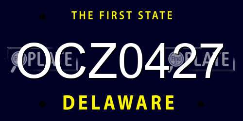 OCZ0427 Delaware License Plate