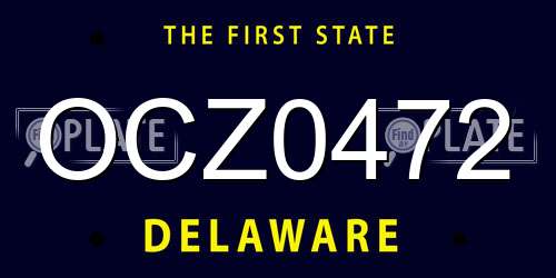 OCZ0472 Delaware License Plate