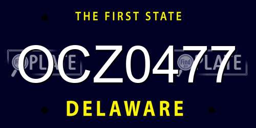 OCZ0477 Delaware License Plate