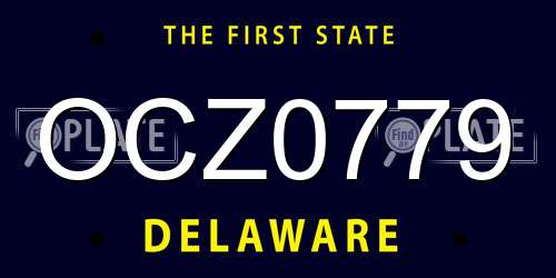 OCZ0779 Delaware License Plate