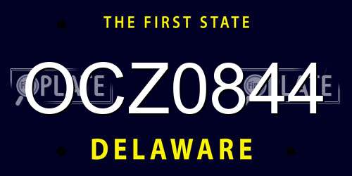 OCZ0844 Delaware License Plate