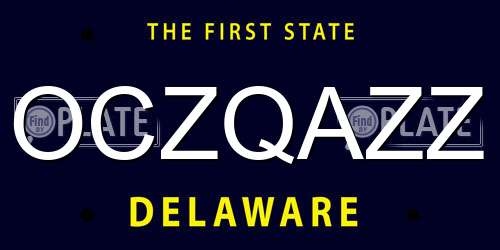 OCZQAZZ Delaware License Plate