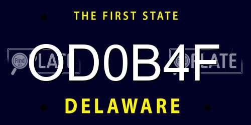 OD0B4F Delaware License Plate