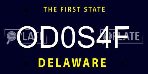 OD0S4F Delaware License Plate