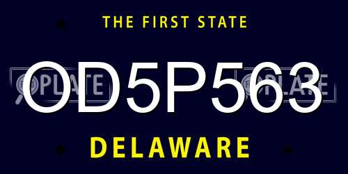 OD5P563 Delaware License Plate