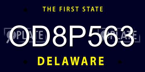 OD8P563 Delaware License Plate