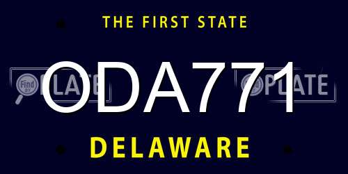 ODA771 Delaware License Plate